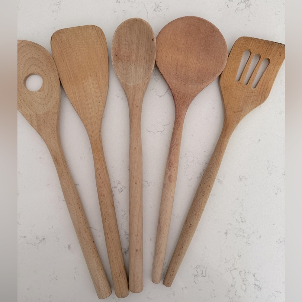 5 Ps / Natural Maple Wood Kitchen Utensil Collection